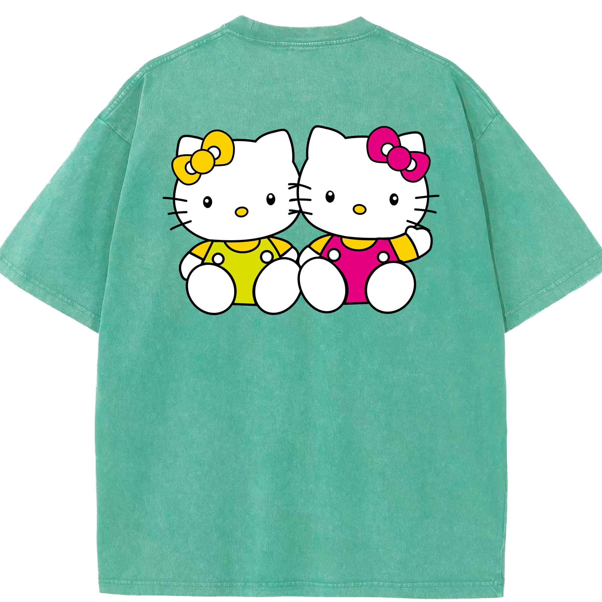 （画像用） Hello Kitty ハローキティ 綿100% ヴィンテージ風 半袖Tシャツ（背面プリント）